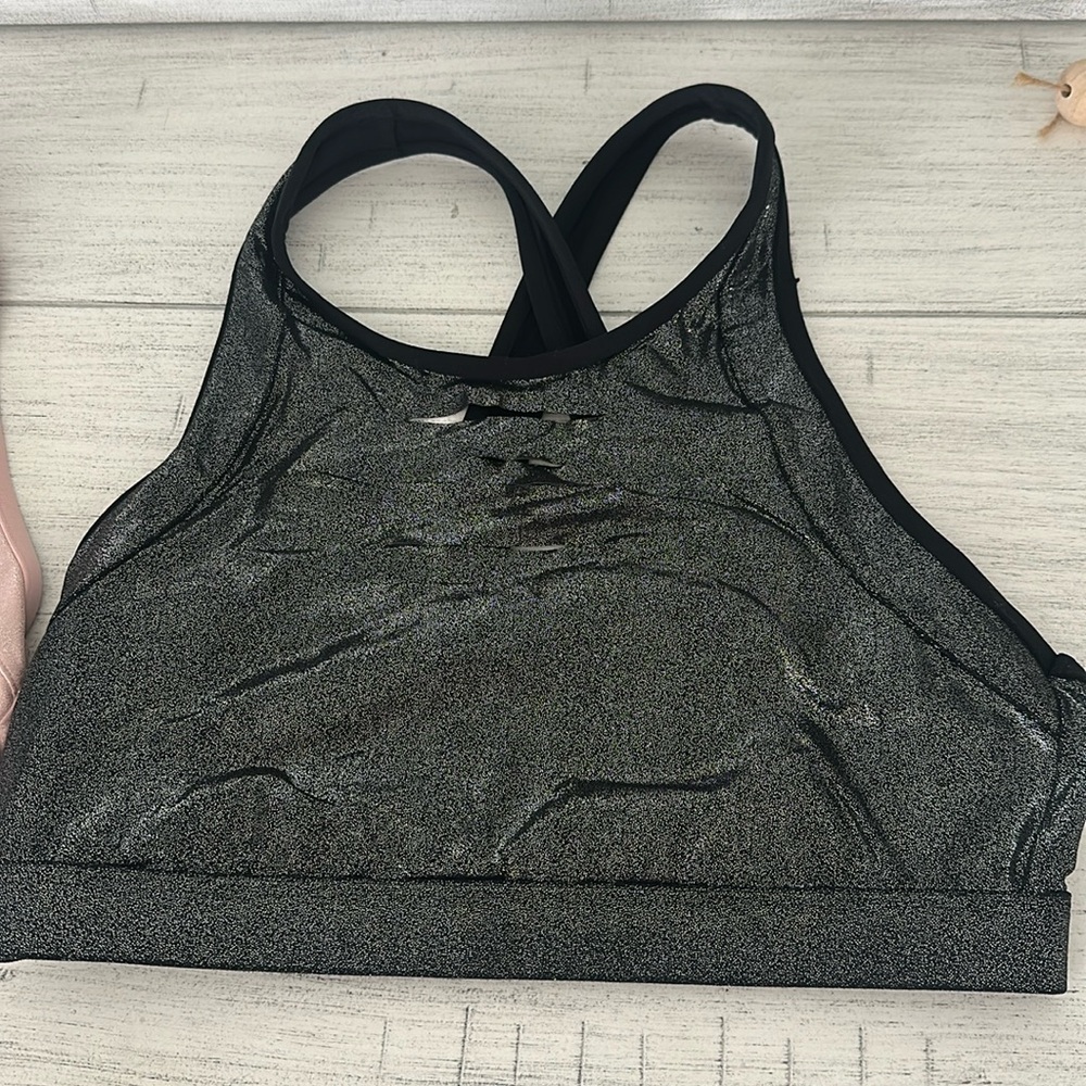 2 Small Victoria Secret Pink Shimmer Ultimate Sports Bras